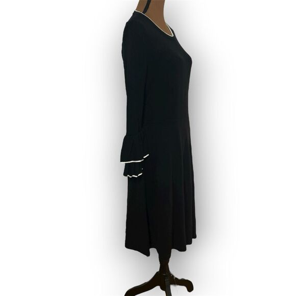 Vince Camuto Black White Trimmed Layered Ruffle Cuff Sweater Dress Women’s Large - Picture 10 of 13